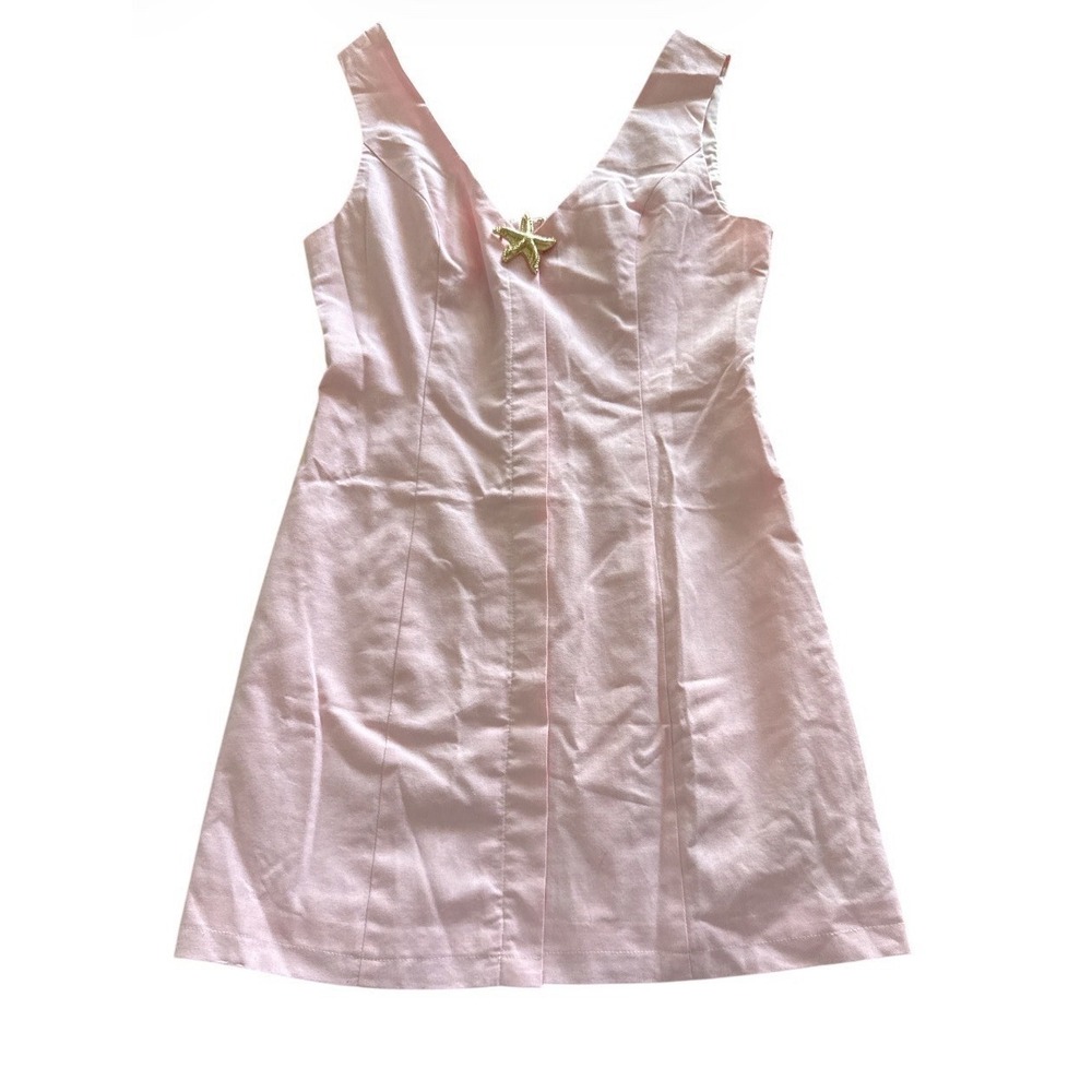 Commense NWT Gold Starfish Sleeveless Mini Dress Small Pink Linen Blend